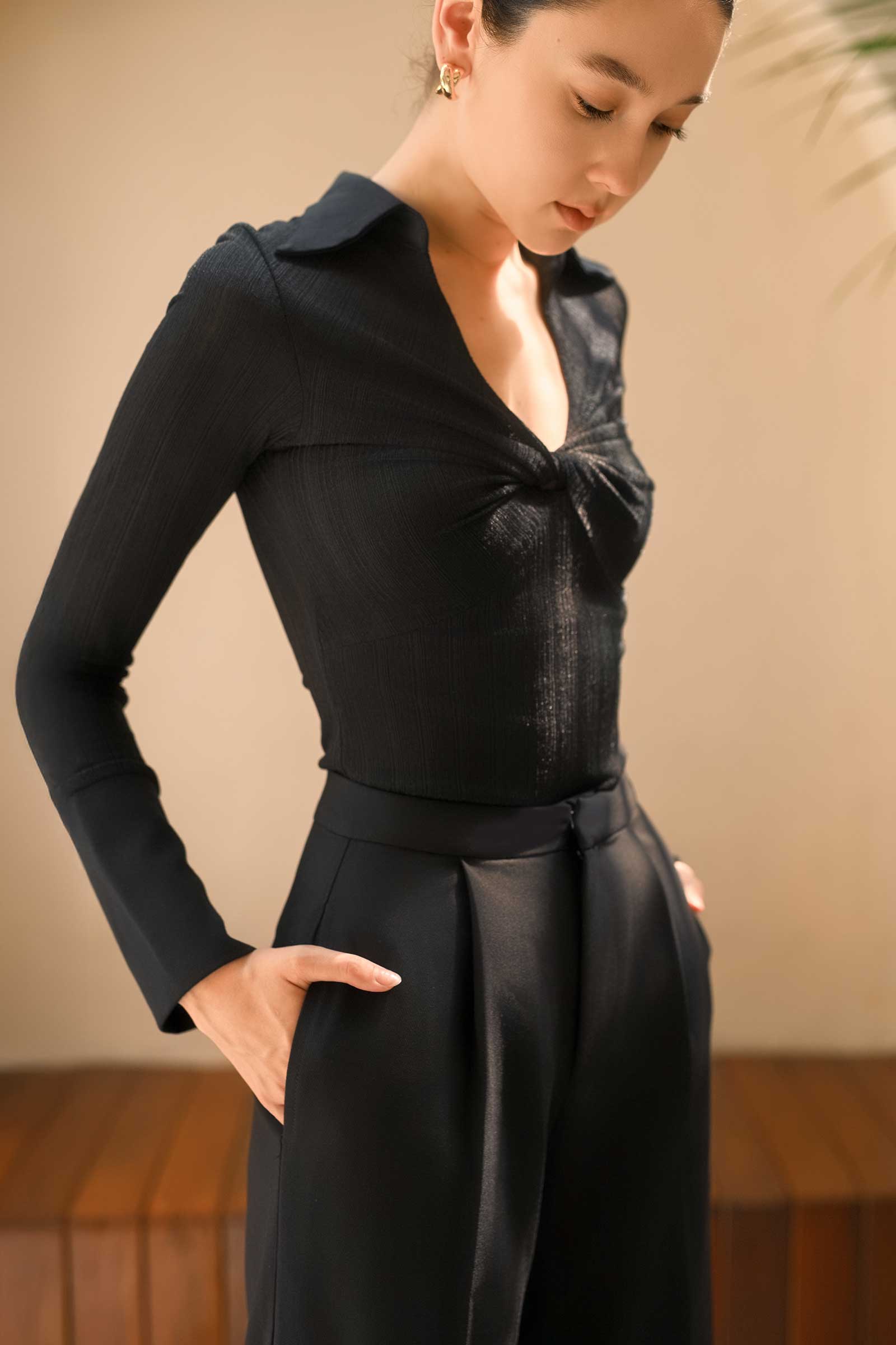 Poise Wide-Leg Trousers (Black)