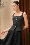 Duvere Tweed Top (Black)