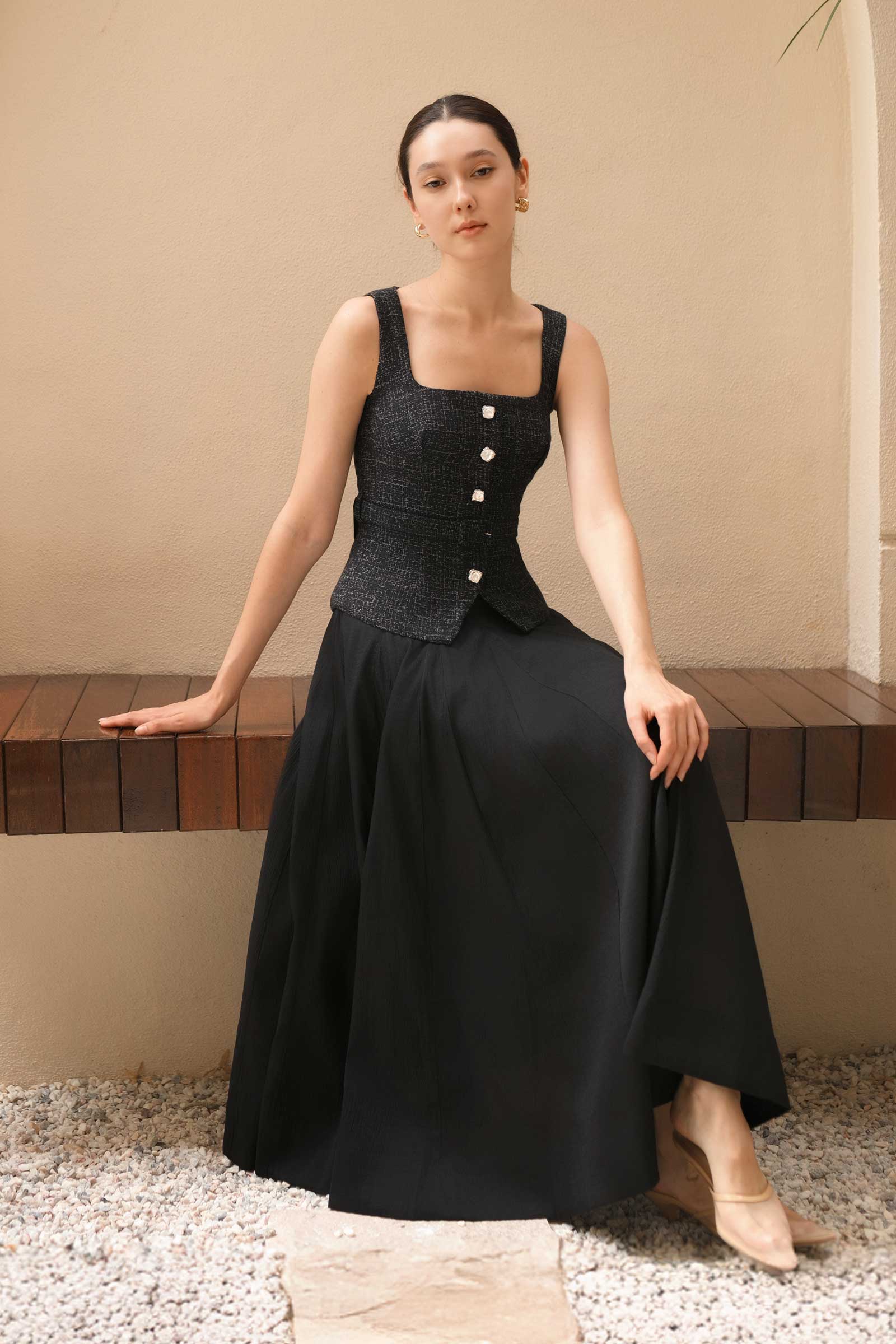 Duvere Tweed Top (Black)