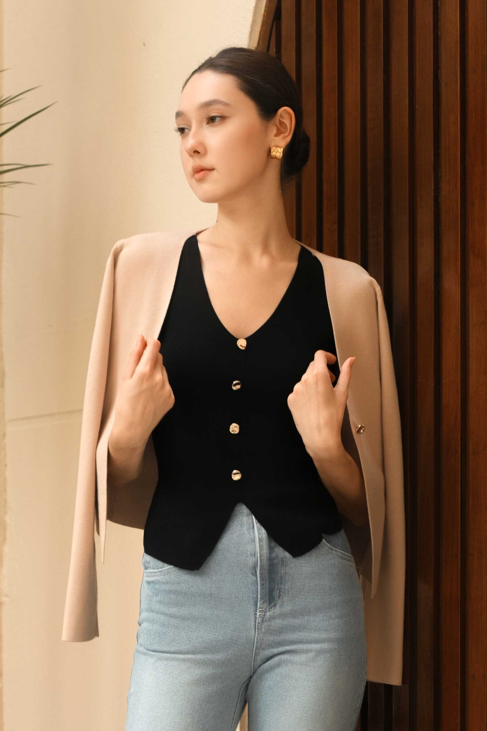 Dasiene Knit Cardigan (Khaki)