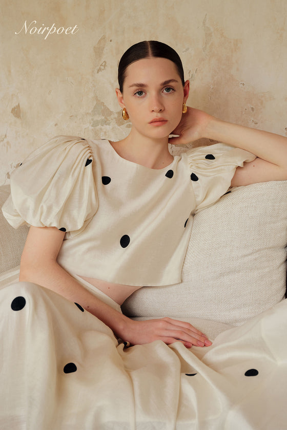 Gabi Polka Puff Sleeves Top