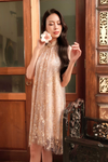 Soleine Bloom Qipao (Champagne Gold)