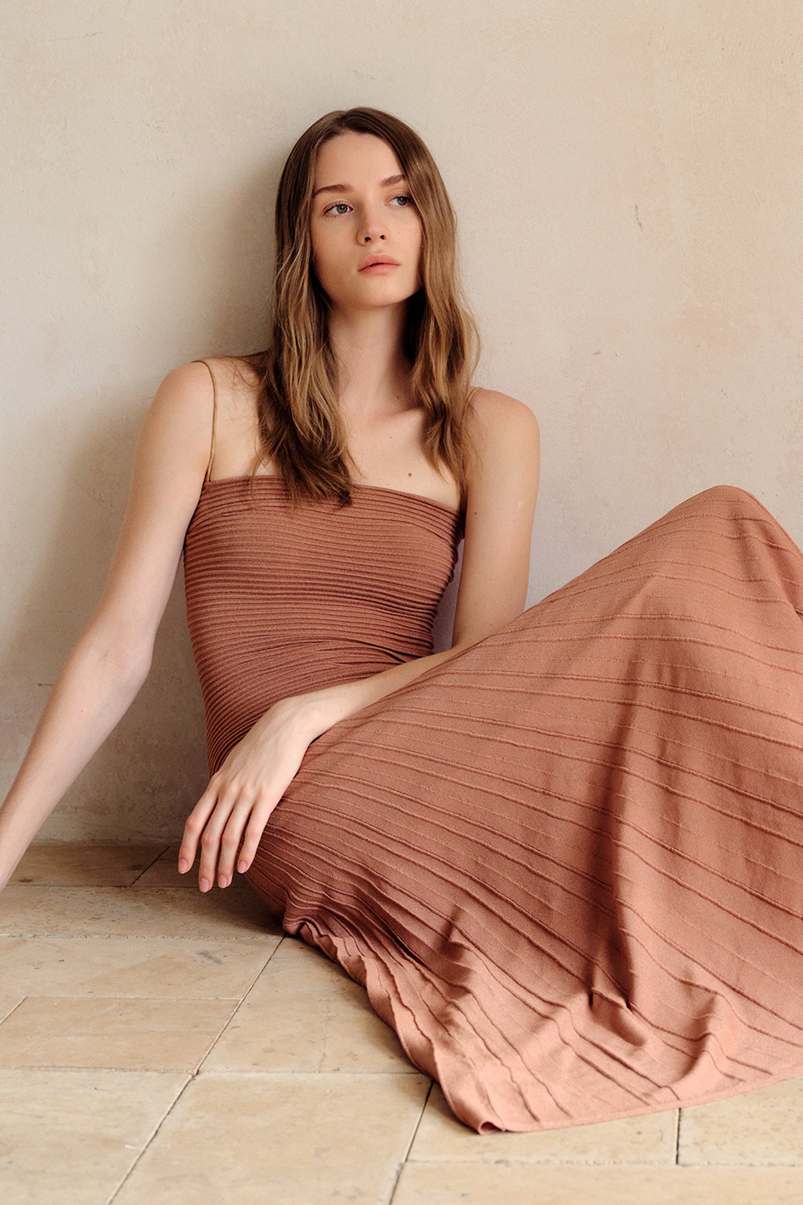 Phyllo Midi Knit Dress (Chesnut)