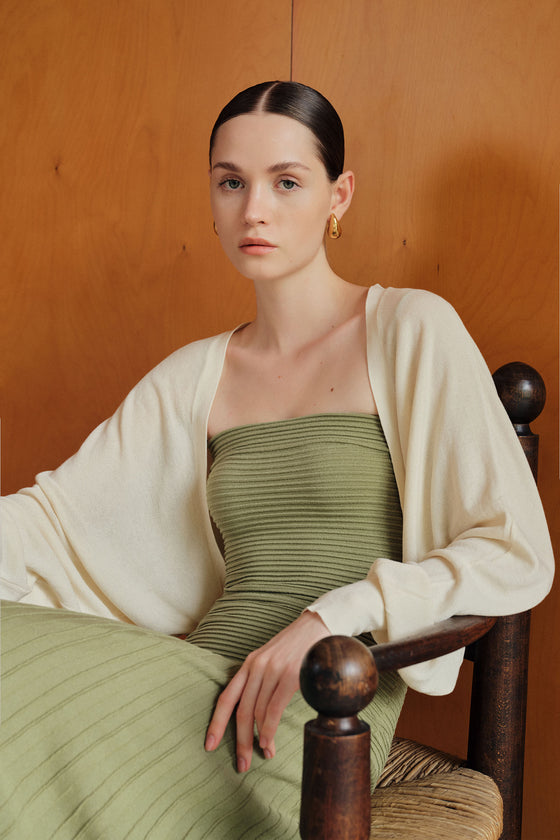 Beth Cropped Knit Overlay (Curd)