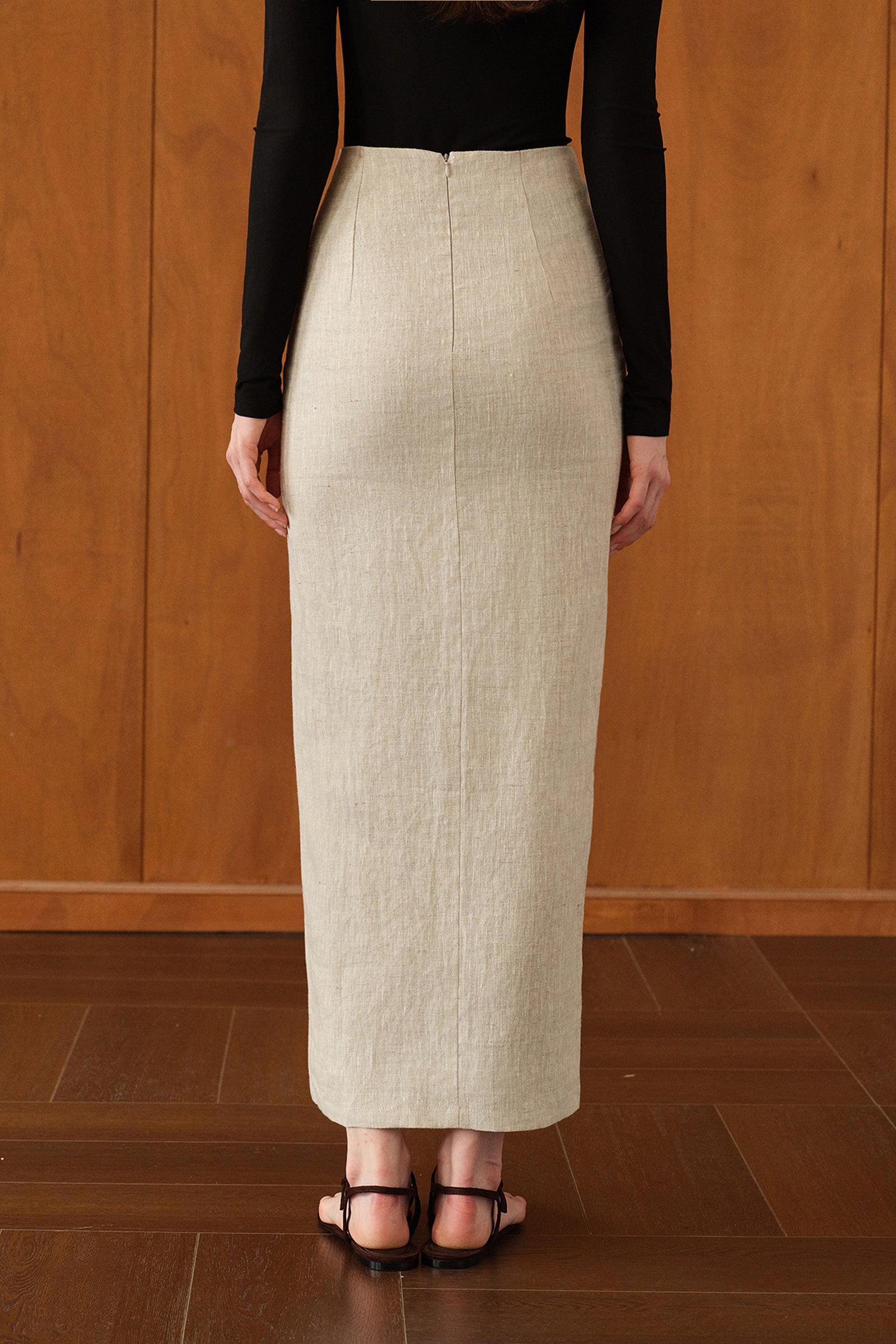 Mara Linen Midi Skirt (Natural Linen)