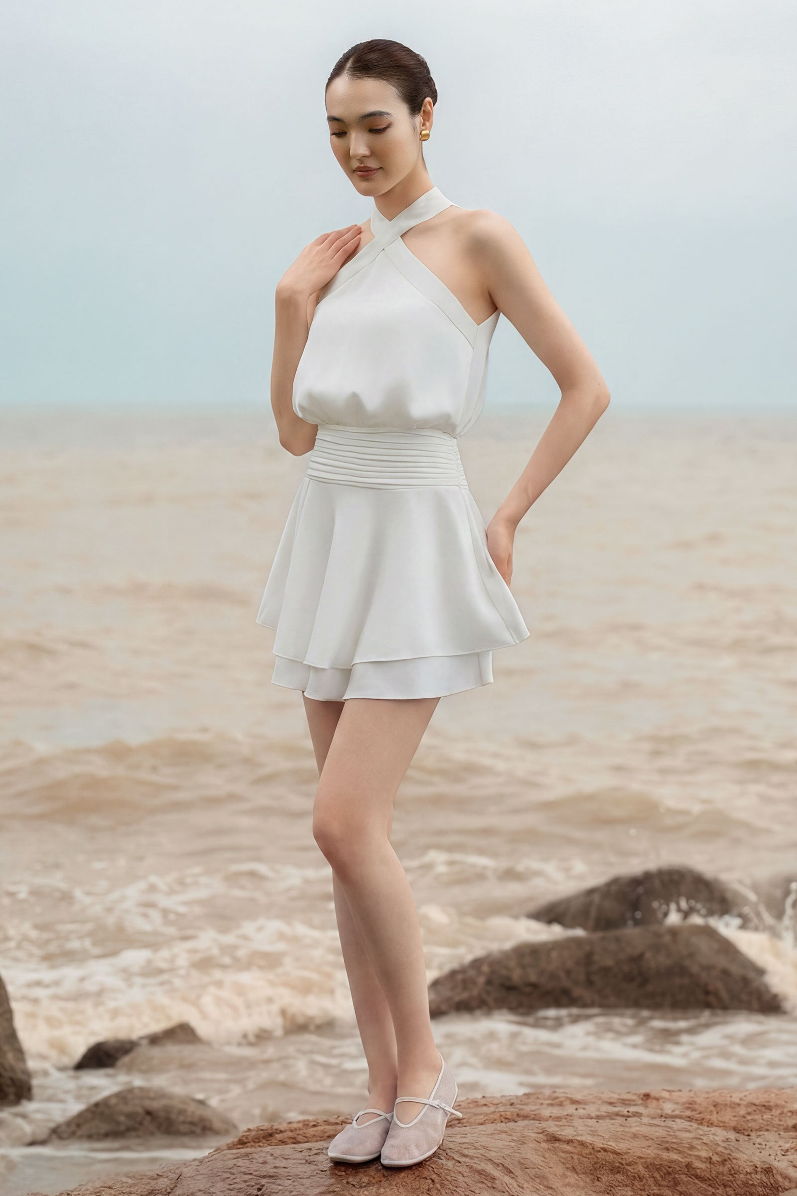 Soléne Romper Dress (White)