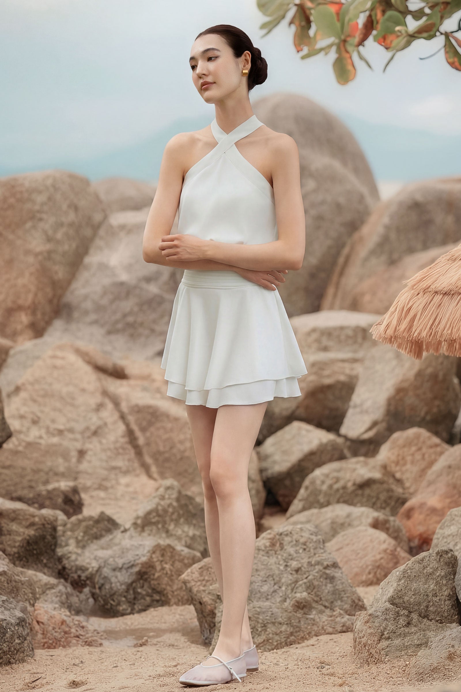 Soléne Romper Dress (White)