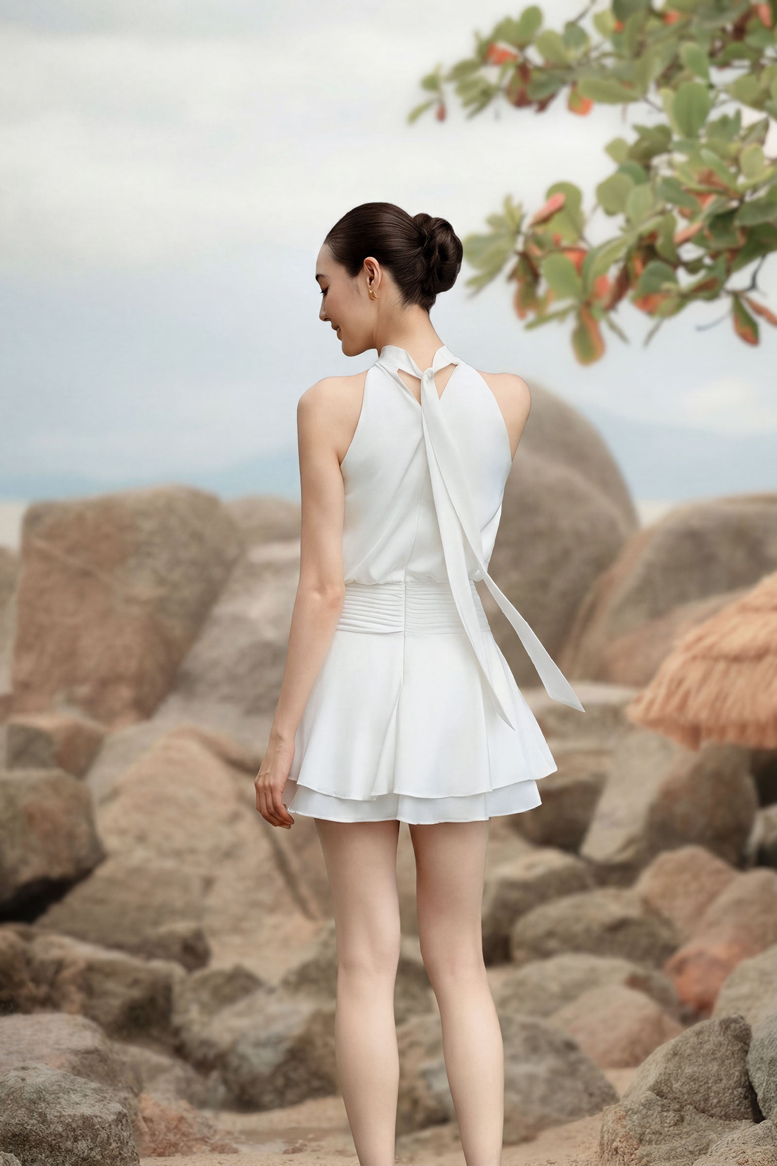 Soléne Romper Dress (White)