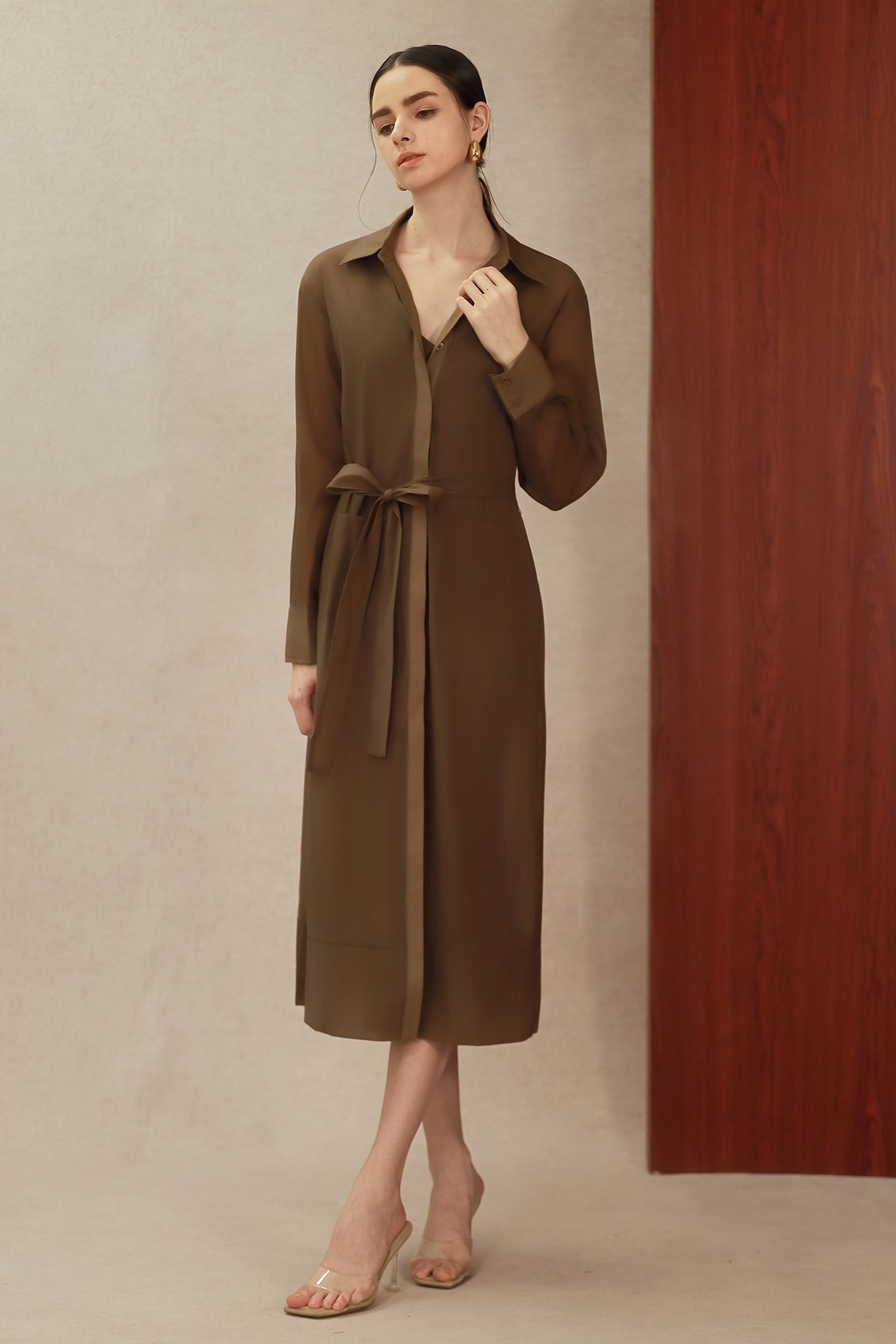 Seren Silk Shirtdress (Mocha)