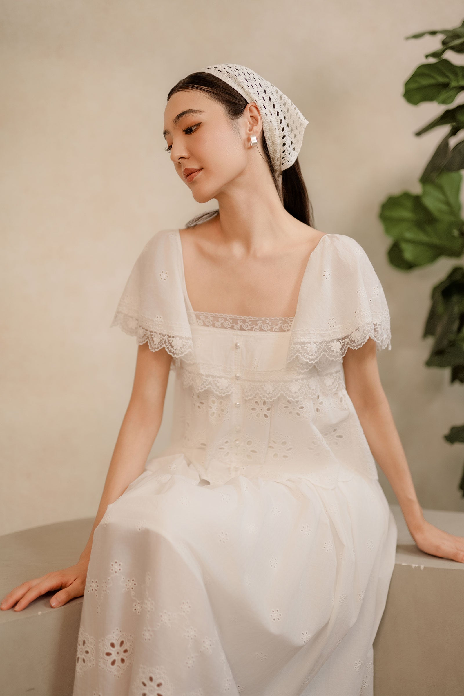 Solène Broderie Top (White)