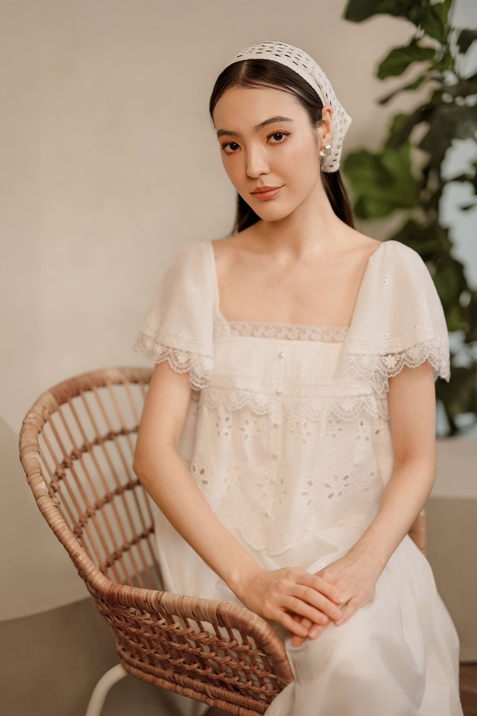 Solène Broderie Top (White)