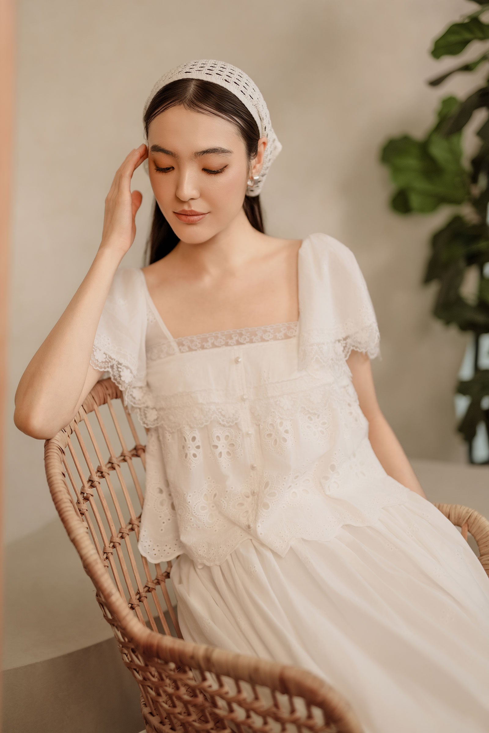 Solène Broderie Top (White)