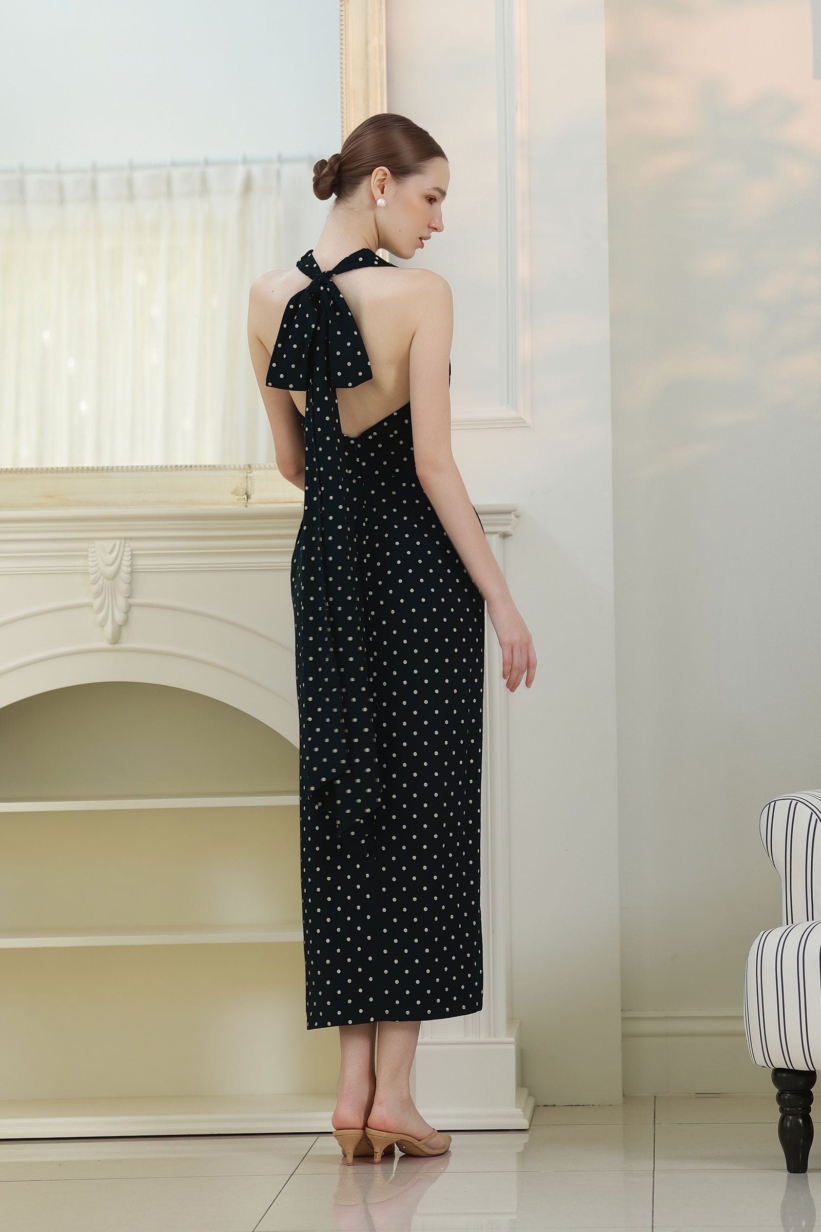 Veya Linen Polka Dress (Black)