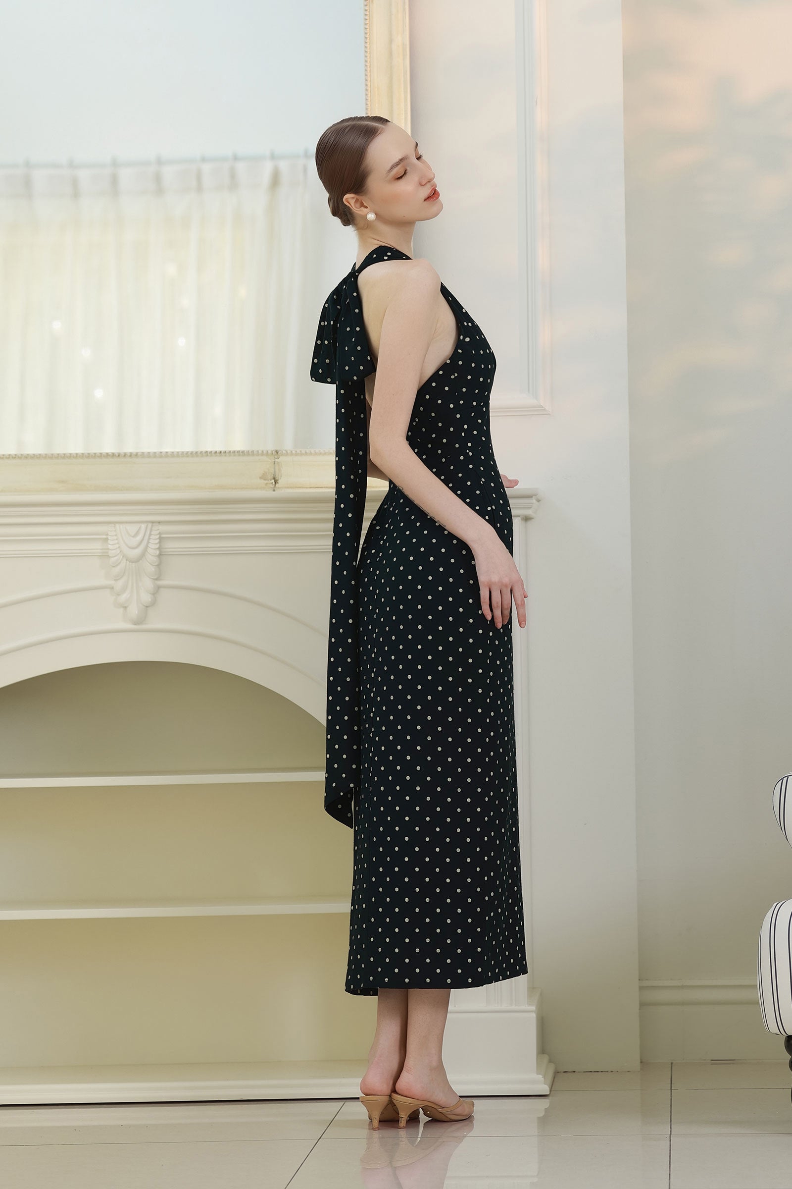 Veya Linen Polka Dress (Black)