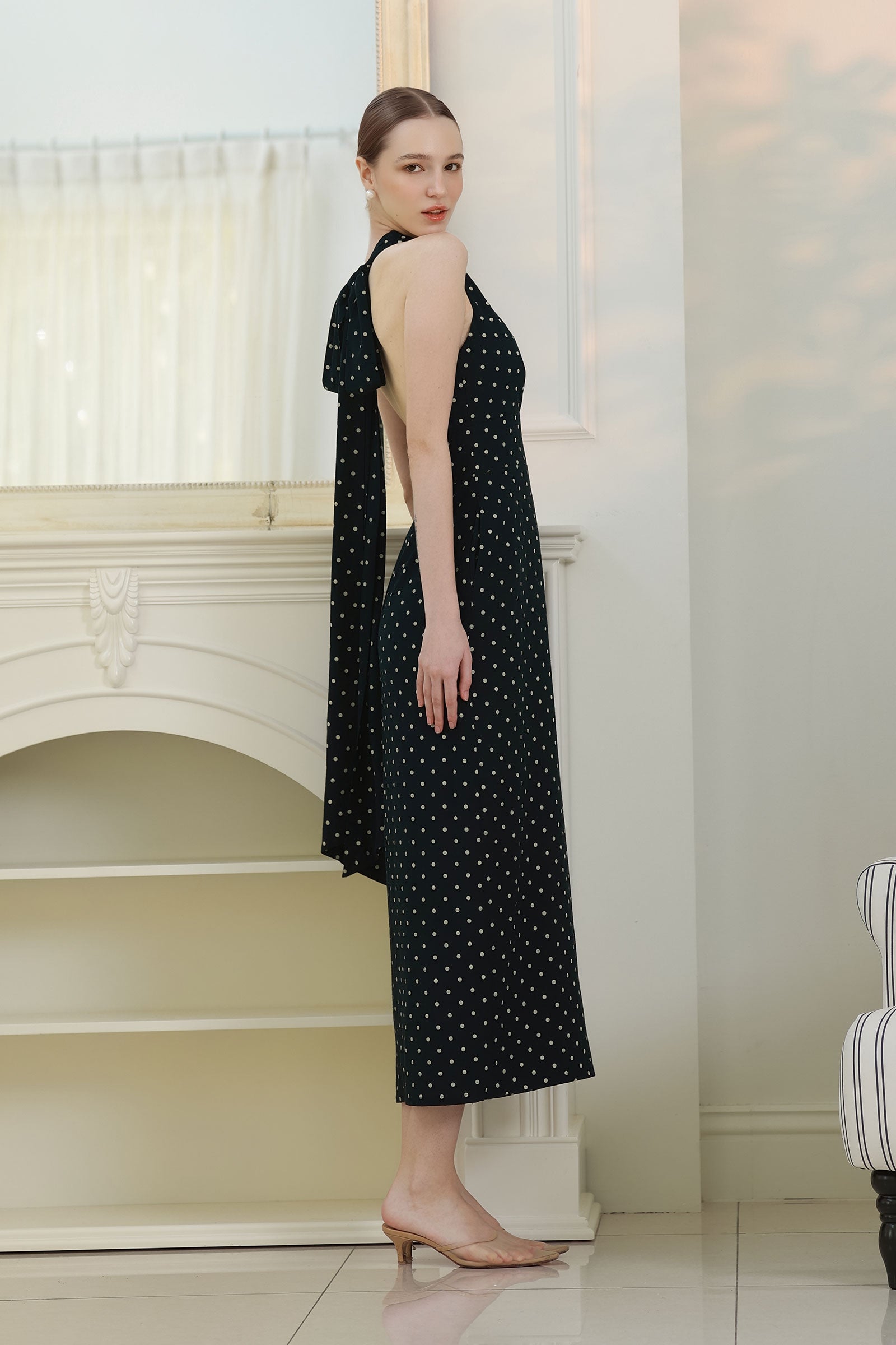 Veya Linen Polka Dress (Black)