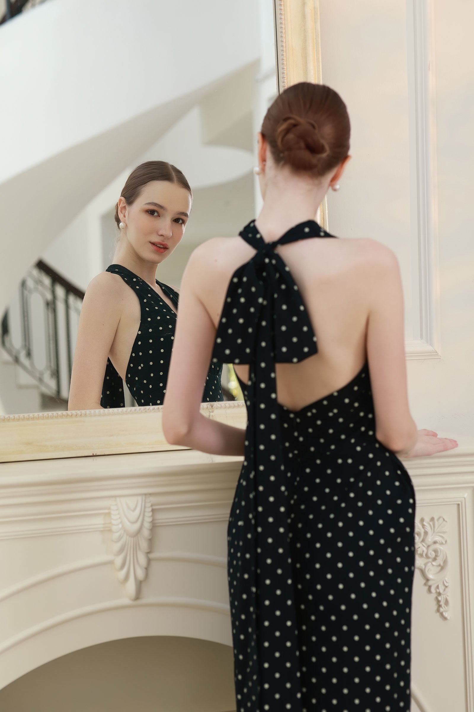 Veya Linen Polka Dress (Black)