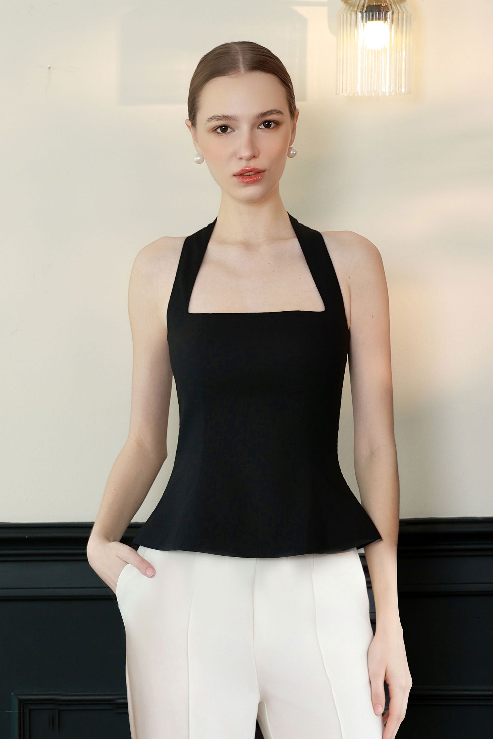 Ava Linen Top (Black)