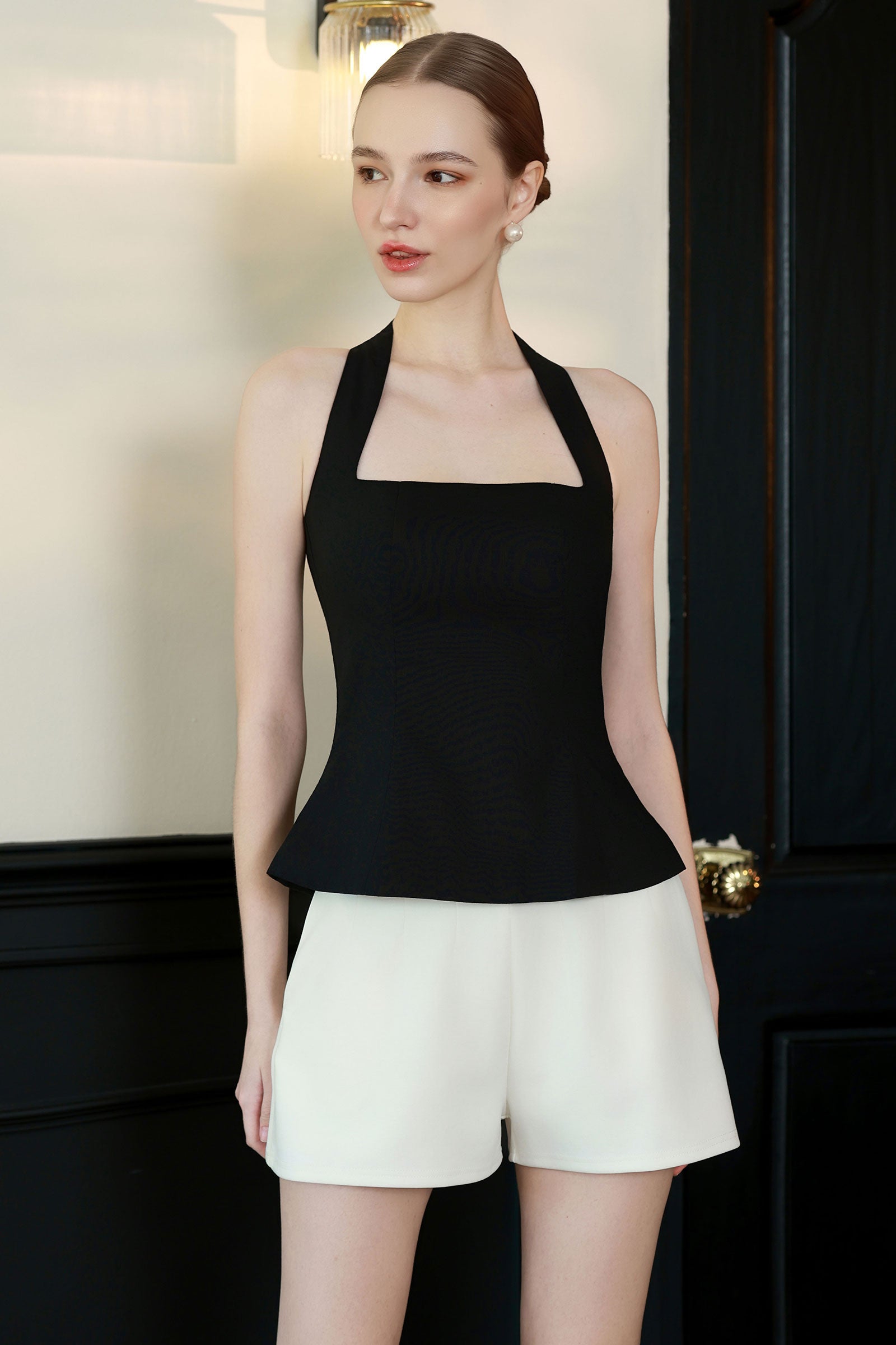 Ava Linen Top (Black)