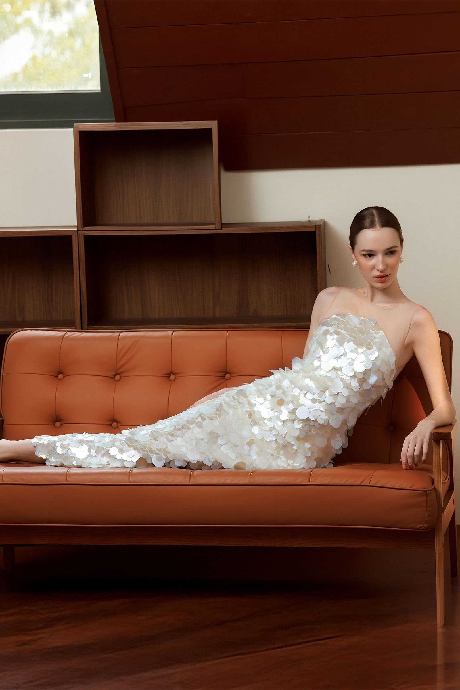 Lumière Pearl Sequin Dress (White)