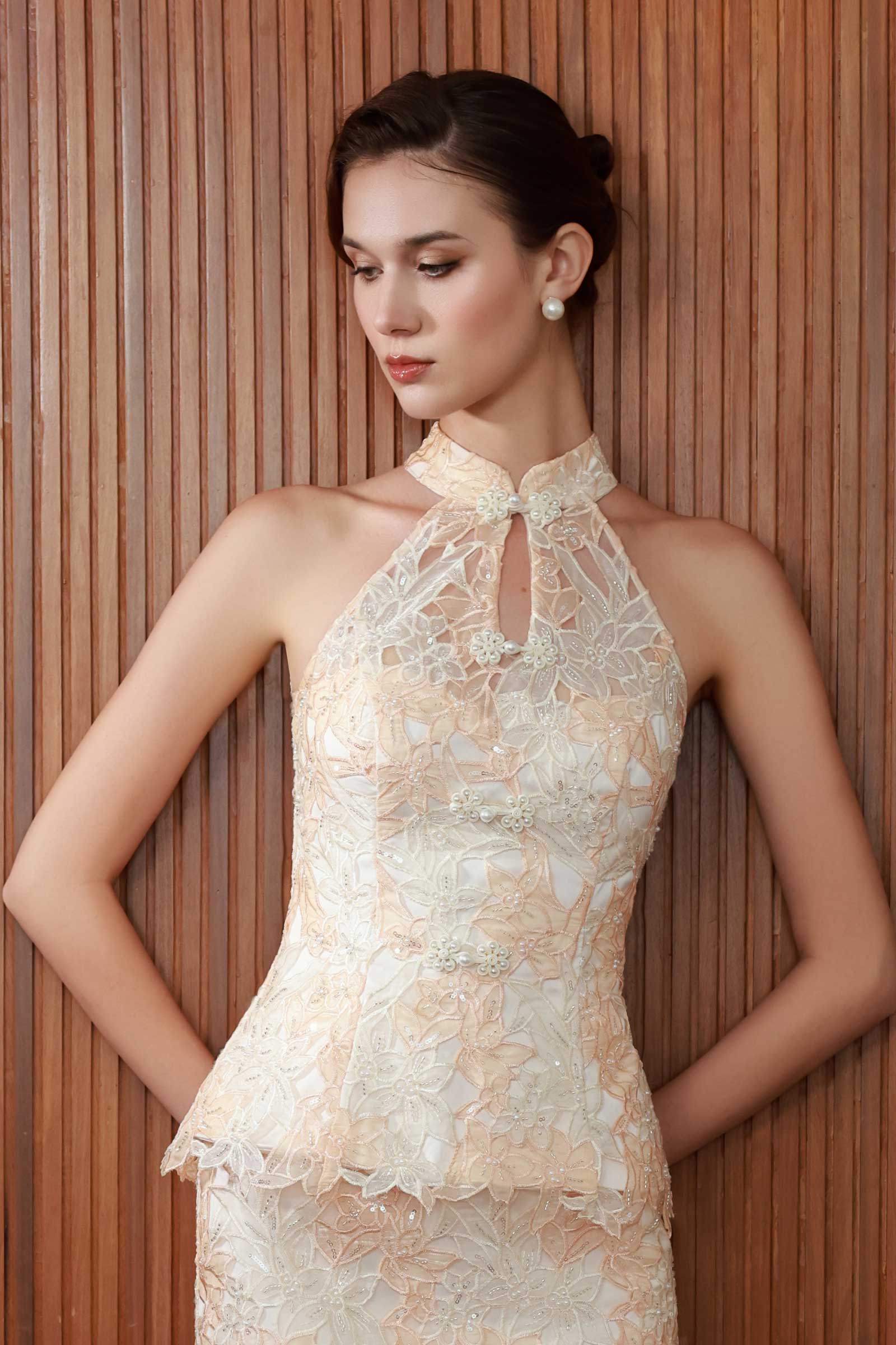 Yu Xi Qipao Top (Peach)