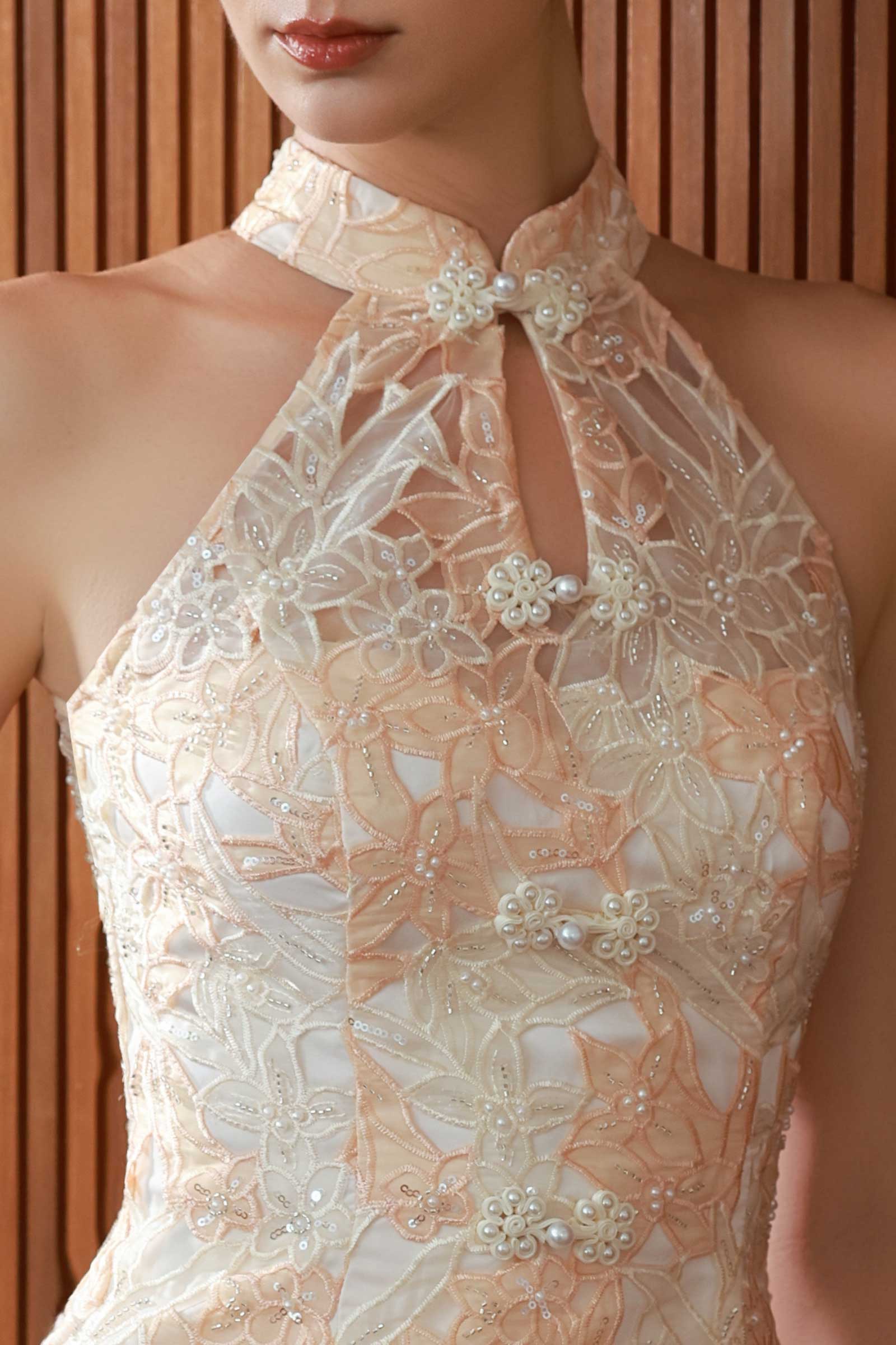 Yu Xi Qipao Top (Peach)