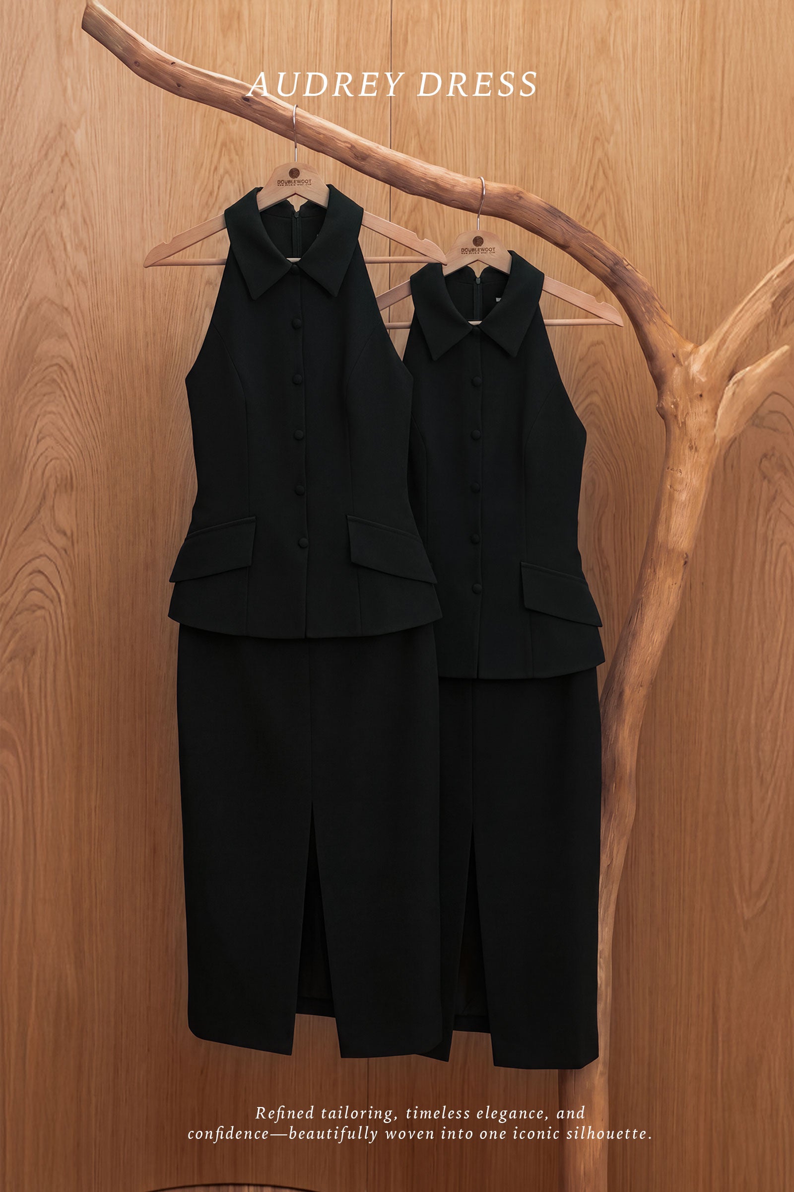 Audrey Tailored Peplum Dress (Black)