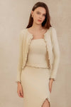 Drenielle Knit Top & Cardi Set (Cream)