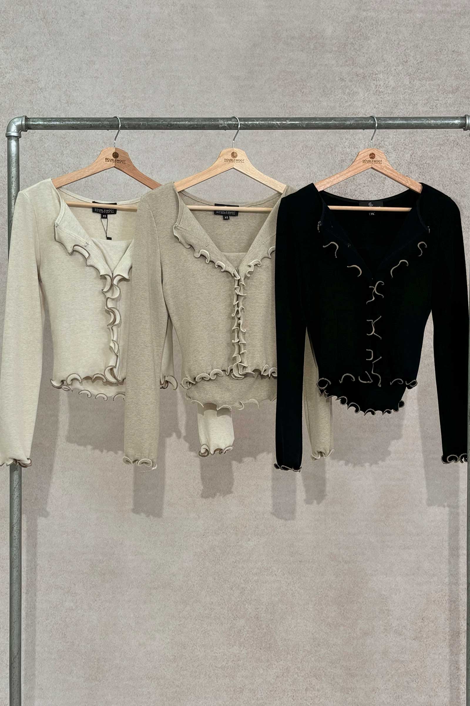 Drenielle Knit Top & Cardi Set (Cream)