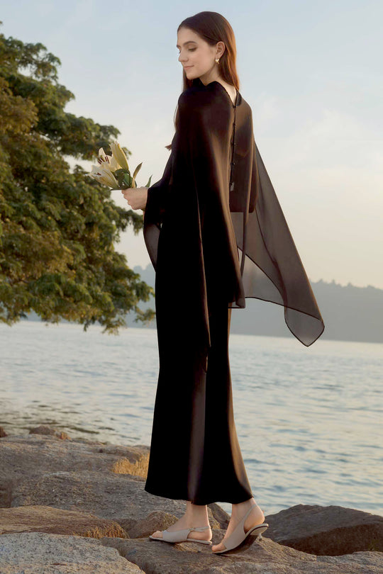 Elaris Multiway Silk Cape (Black) (NON RETURNABLE)