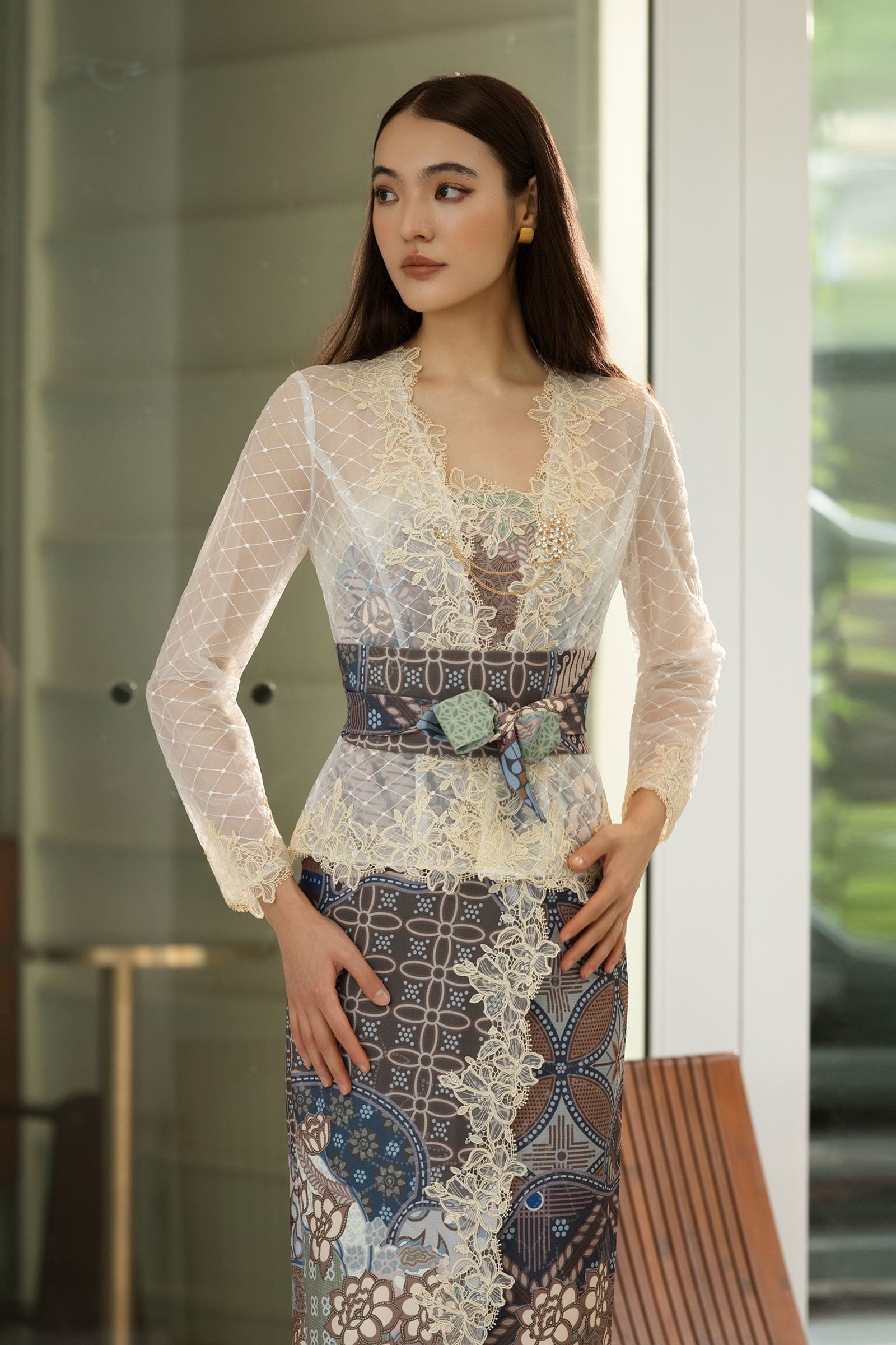 The Soleil Kebaya Top (White)