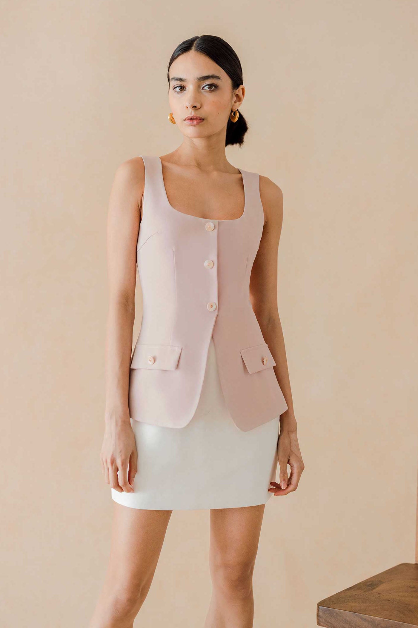 Dloyd Vest Romper (Blush)