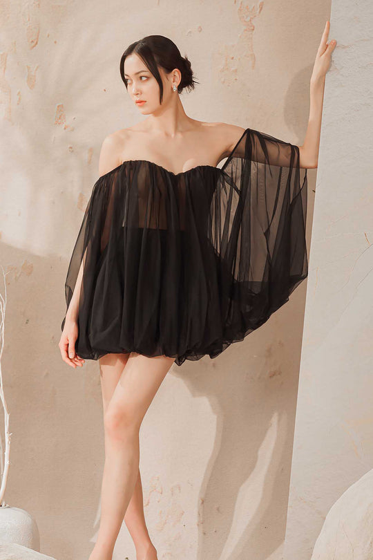 Dissior Tulle Romper Dress (Black)