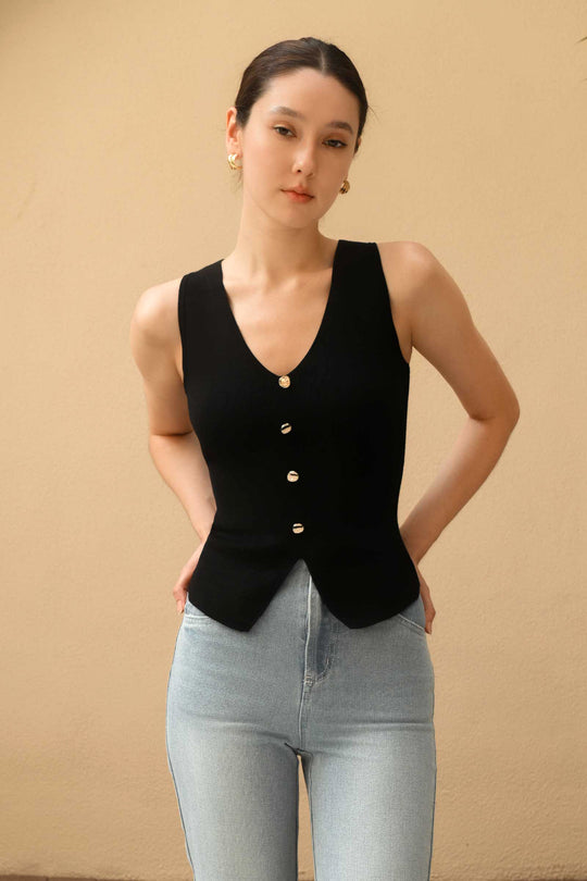 Dolix Knit Vest Top (Black)
