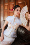 BACKORDER Pearl Blossom Qipao Top (Light Blue)