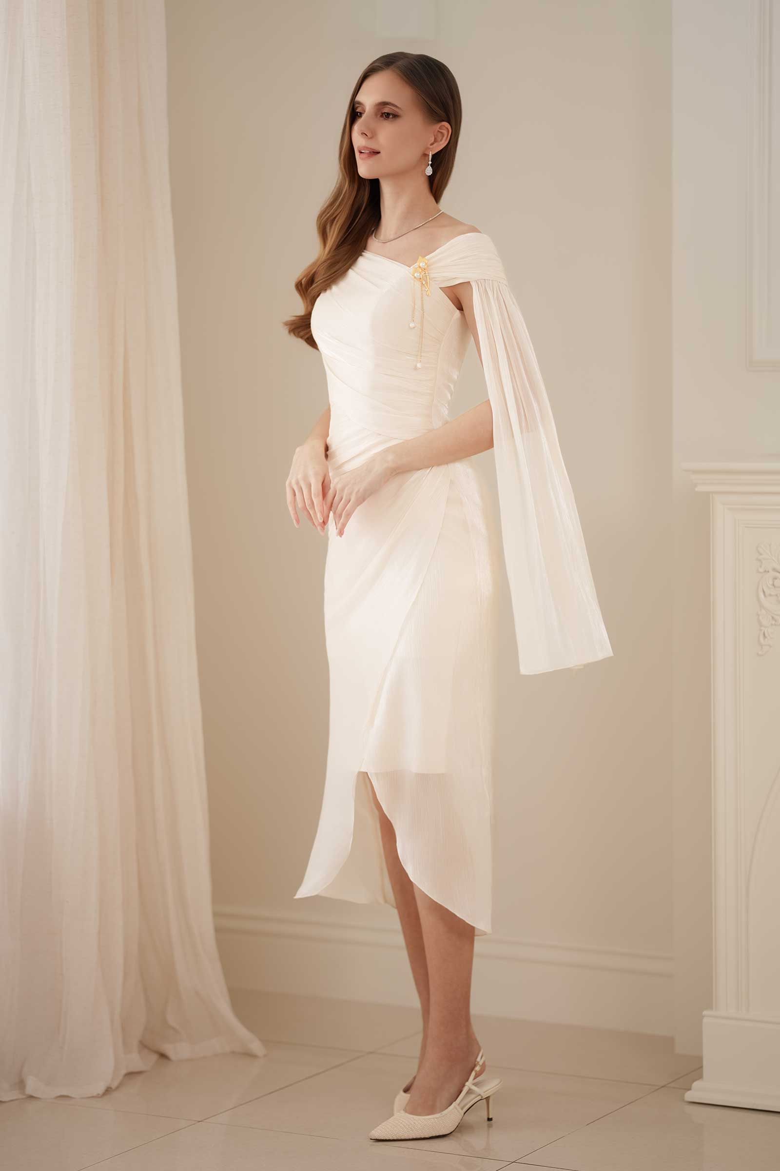 Sylvera Scarf Dress (Champagne)