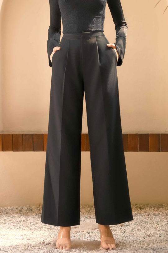 Poise Wide-Leg Trousers (Black)