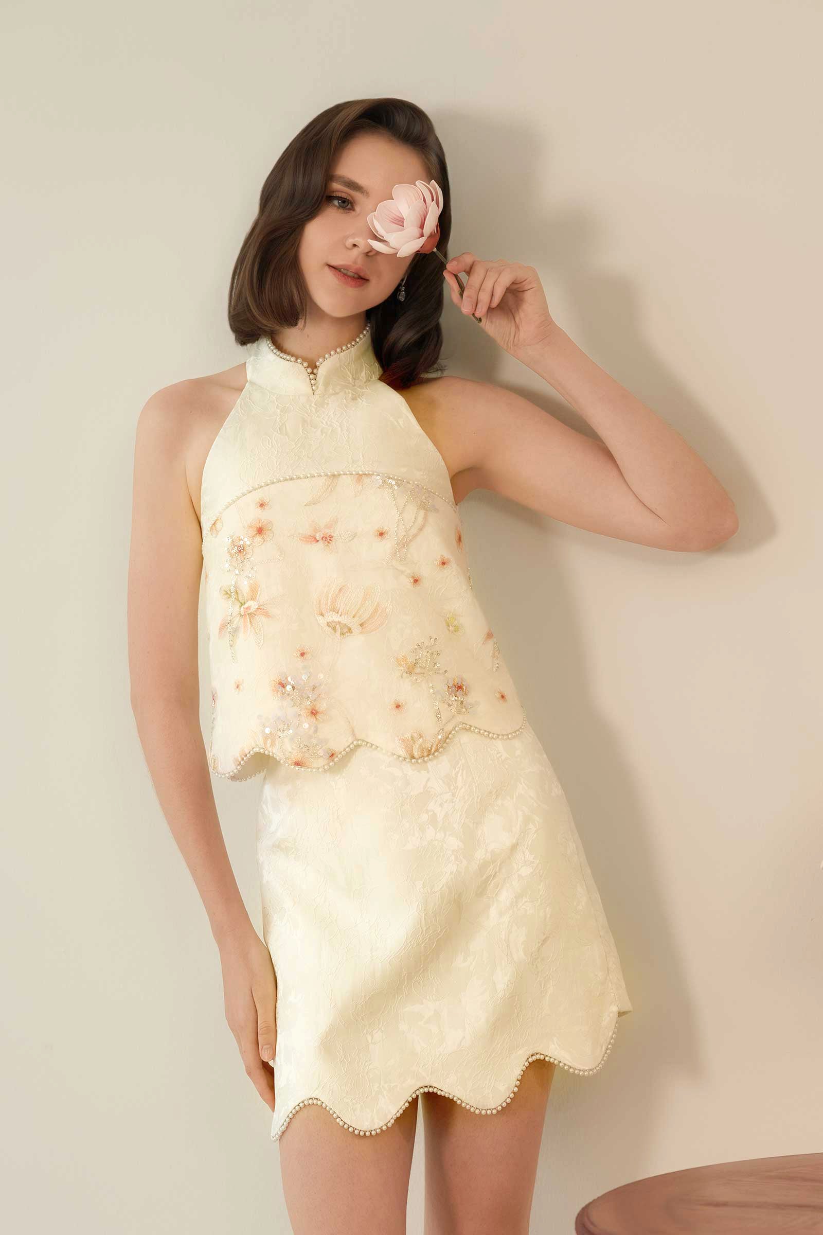 MeiYu Qipao Set (White)