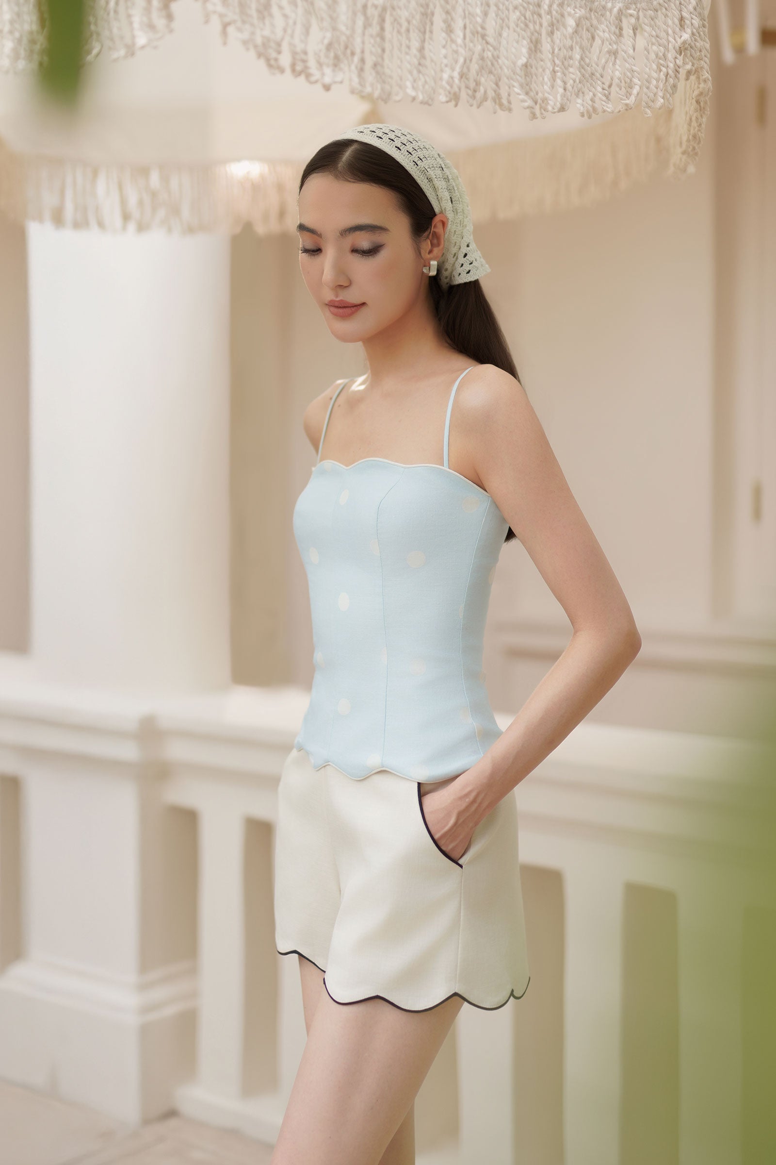 Clémence Linen Top (Baby Blue)