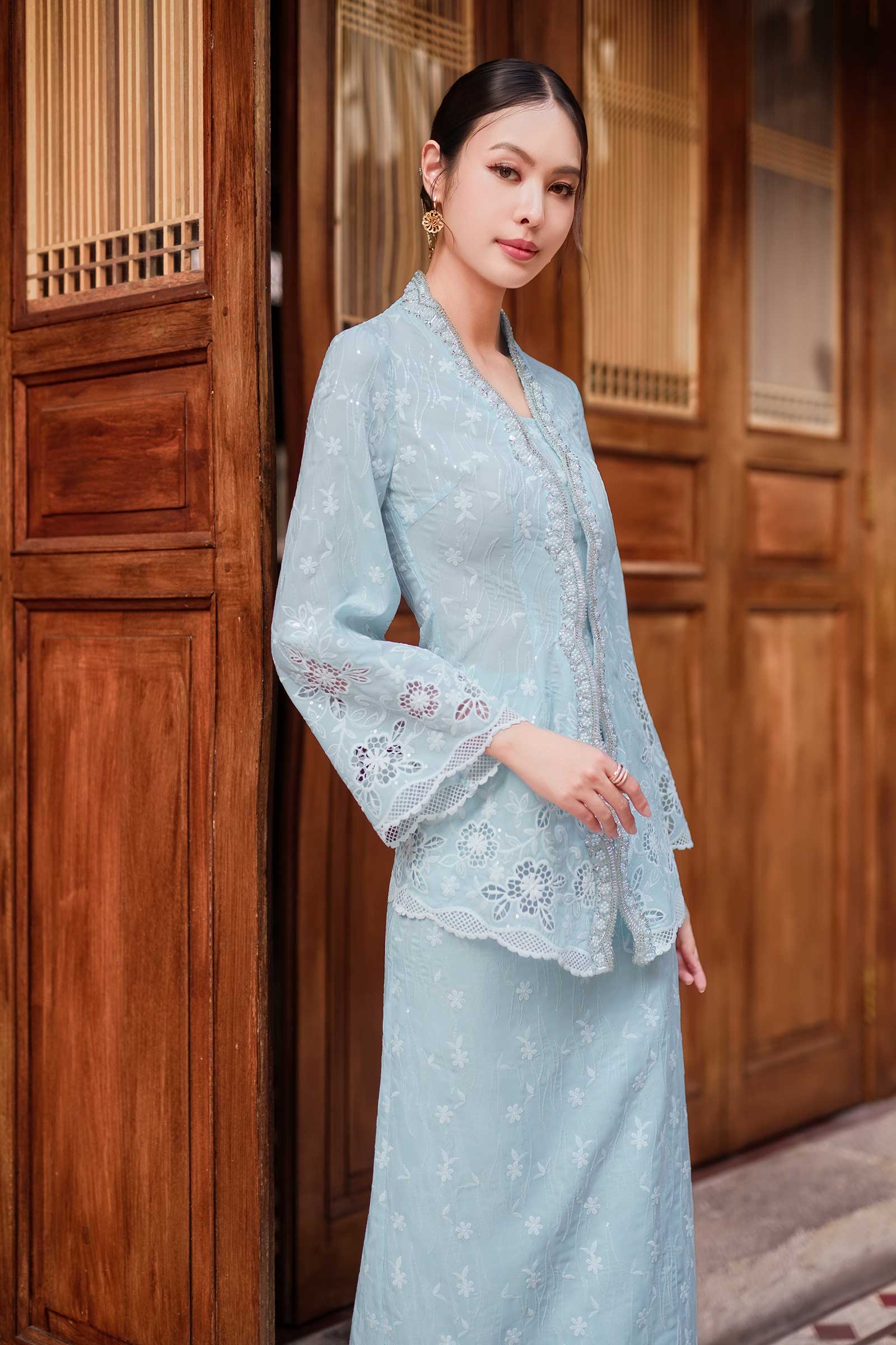 Sofea Kebaya Top (Baby Blue)