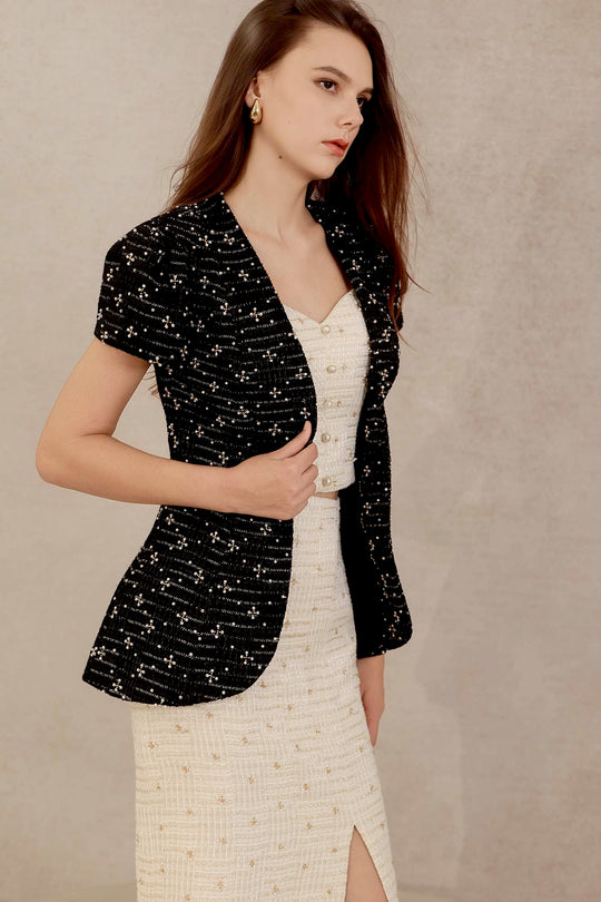 Eclat Tweed Padded Jacket (Black)