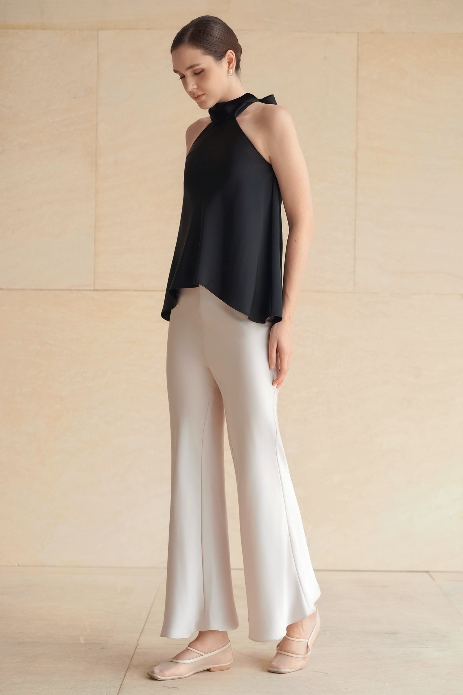 Evean Silk Satin Pants (Champagne)