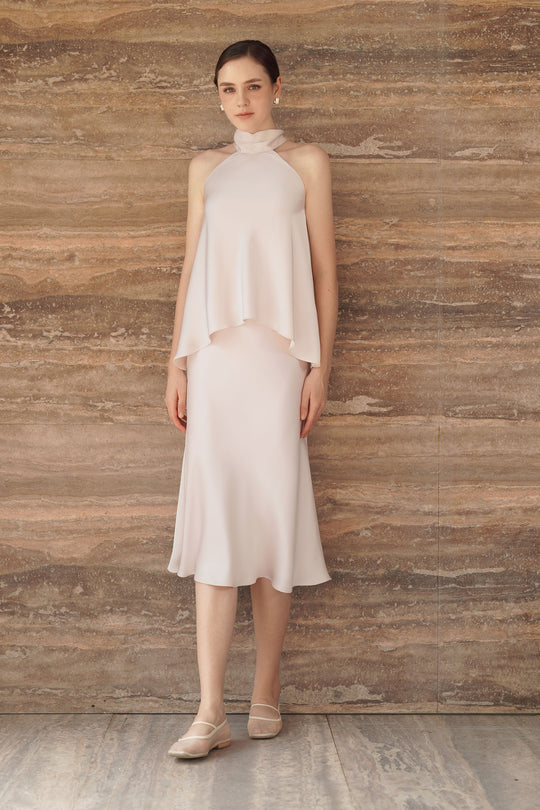 Evean Silk Satin Skirt (Champagne)