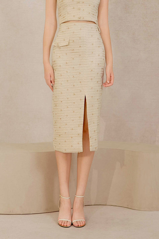 Eclat Tweed Skirt (Cream)