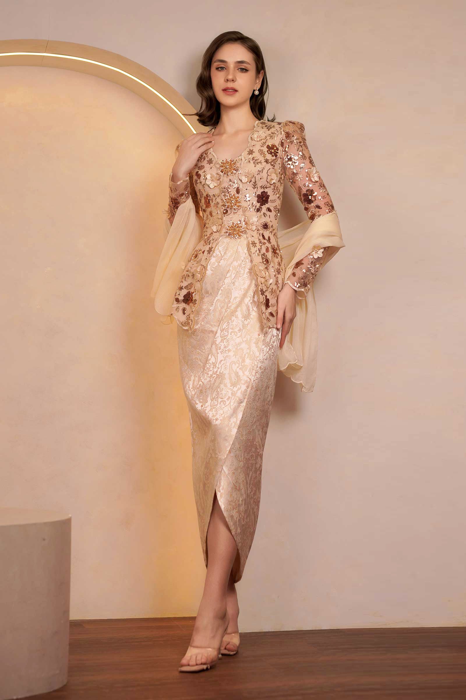 Sapphire Modern Kebaya Set (Gold)
