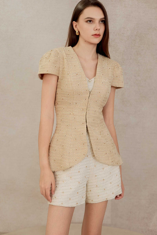 Eclat Tweed Padded Jacket (Champagne)