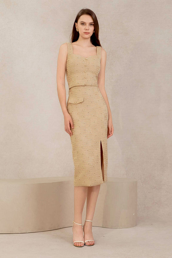 Eclat Tweed Skirt (Champagne)