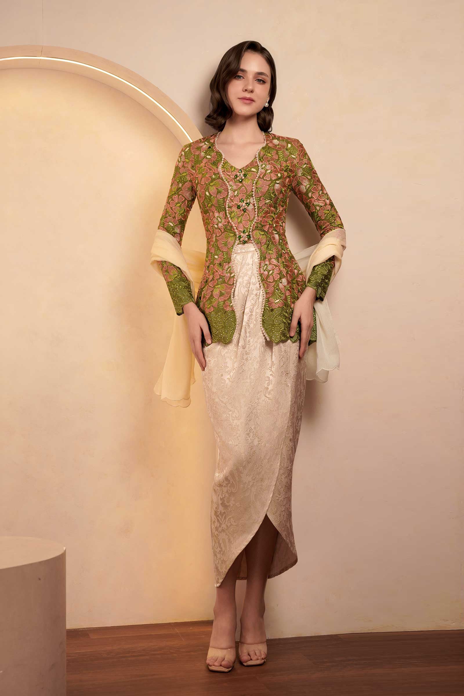 Olive Heirloom Kebaya Top