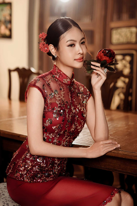 Evelia Qipao Top (Red)