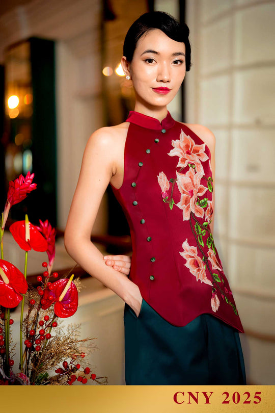 Hui Ying Qipao Romper (Maroon)