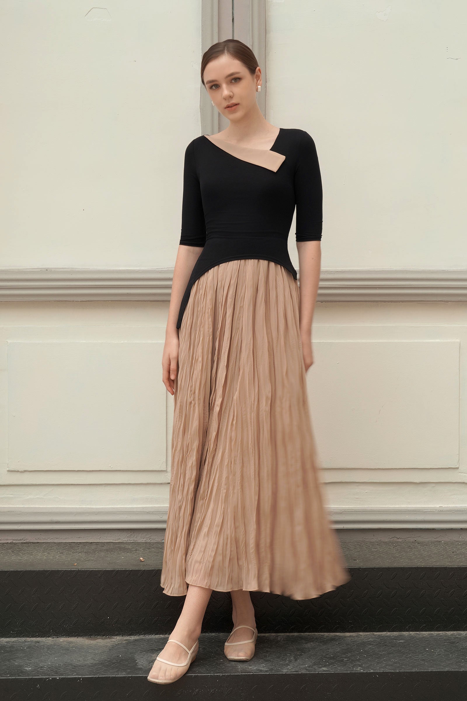 Ellear Dress (Black+Brown)